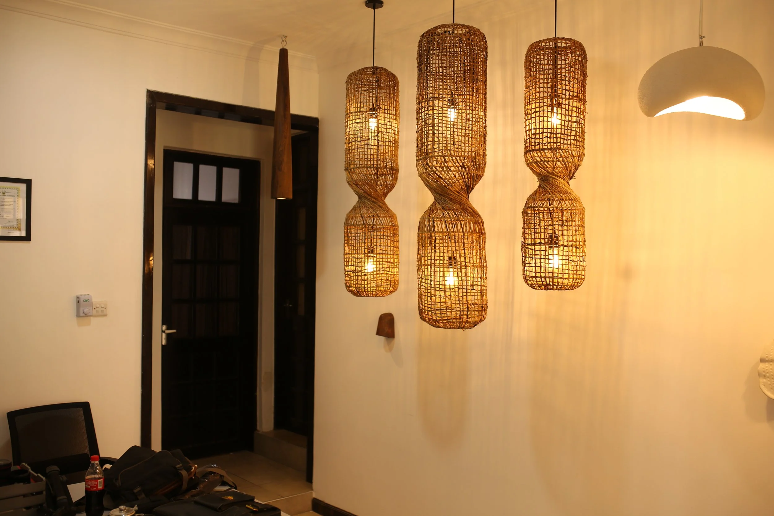 Handwooven double Floor lamp