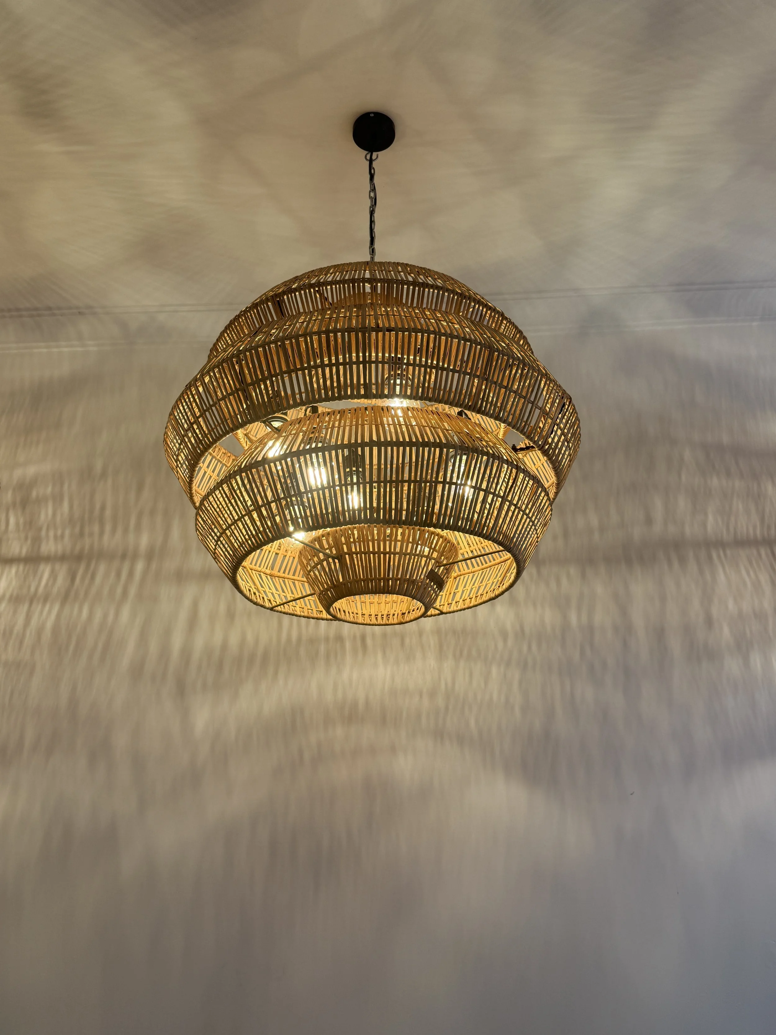 Handwoven Rattan Tiered Pendant Light