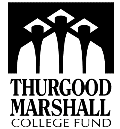 Logo of Thurgood Marshall College Fund featuring stylized architecture and text.