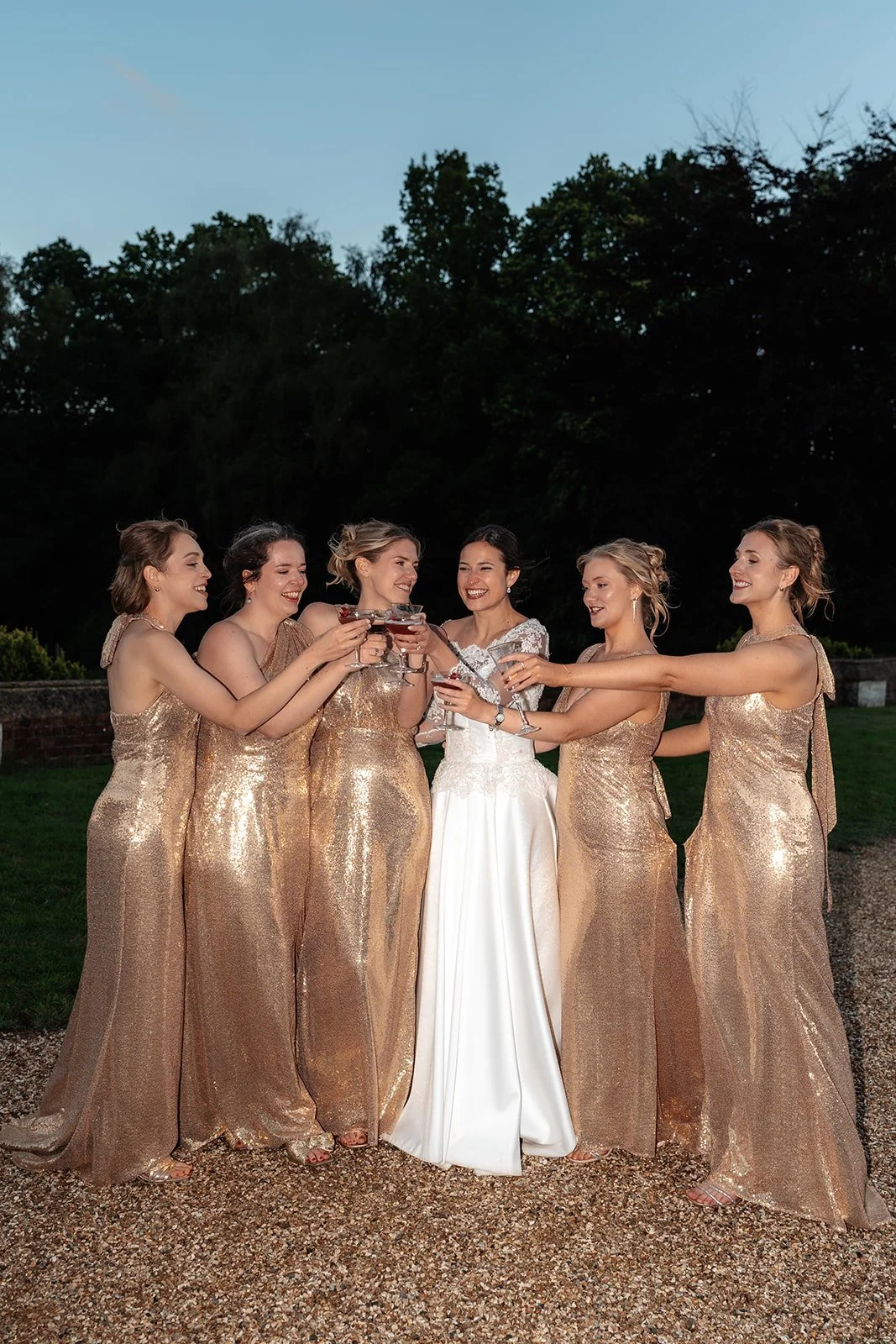 Gold sequin Bespoke Bridesmaids dresses by Beatrice Espinosa