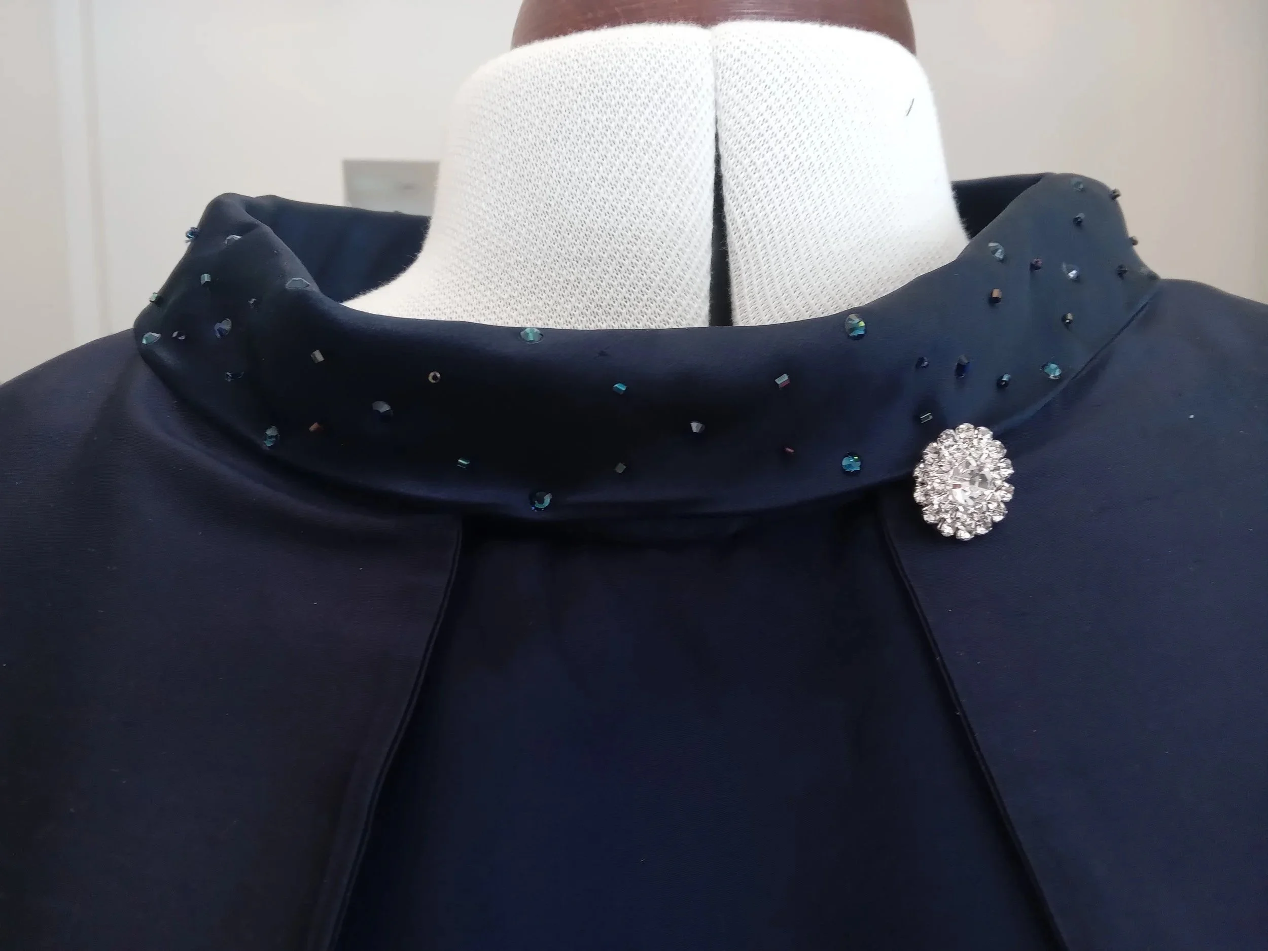 Three piece silk navy ensemble,coat,tunic and trousers by Beatrice Espinosa