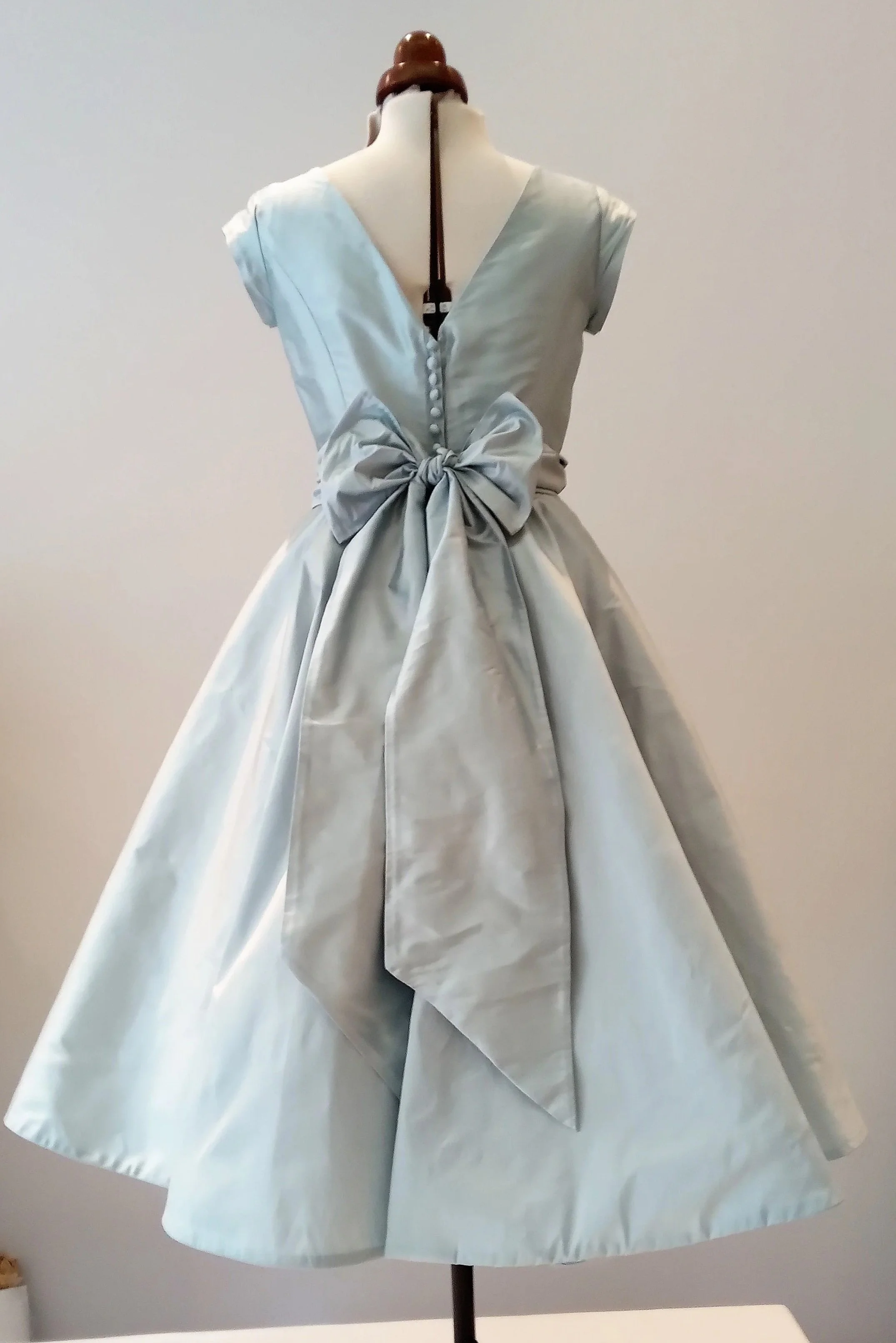 Powder blue silk wedding dress by Beatrice Espinosa