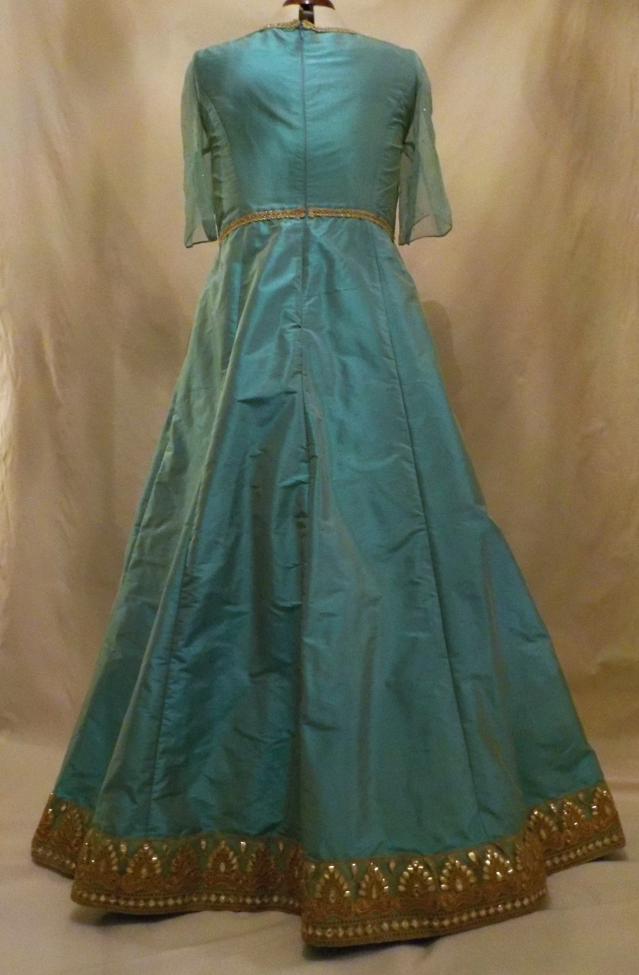 Aqua silk full length Wedding guest dress by Beatrice Espinosa