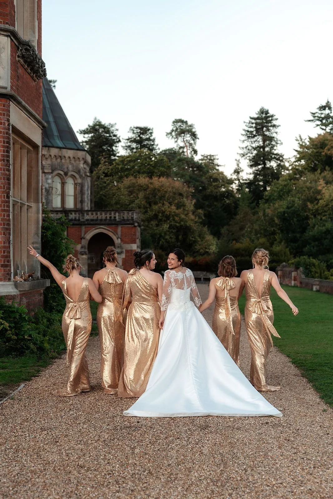 Gold sequin tulle Bridesmaids dresses by Beatrice Espinosa
