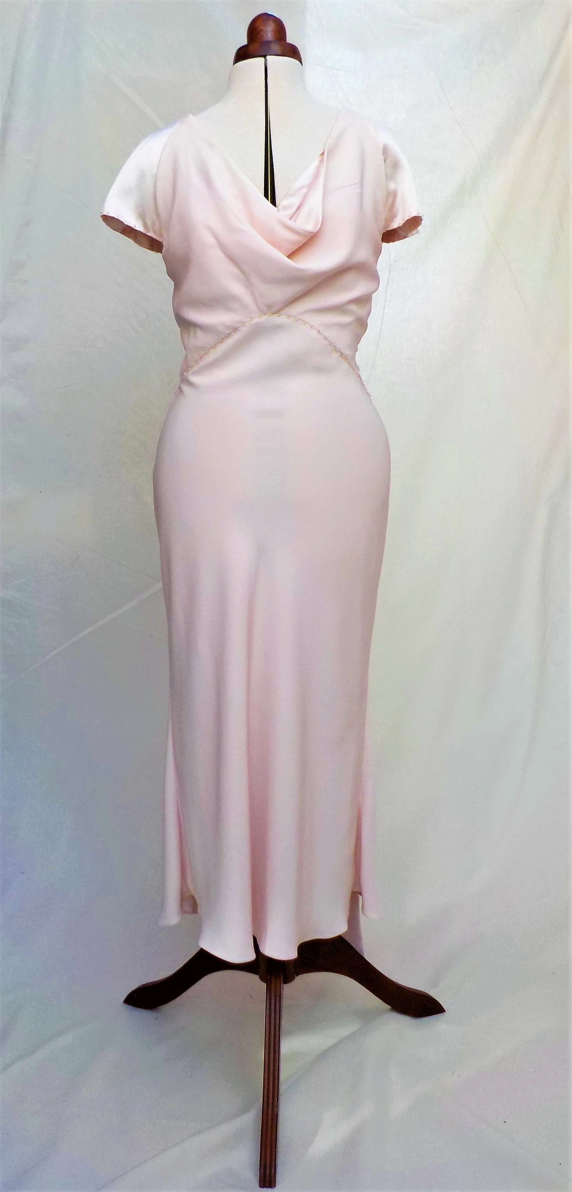 Silk satin back crepe powder pink wedding dress by Beatrice Espinosa