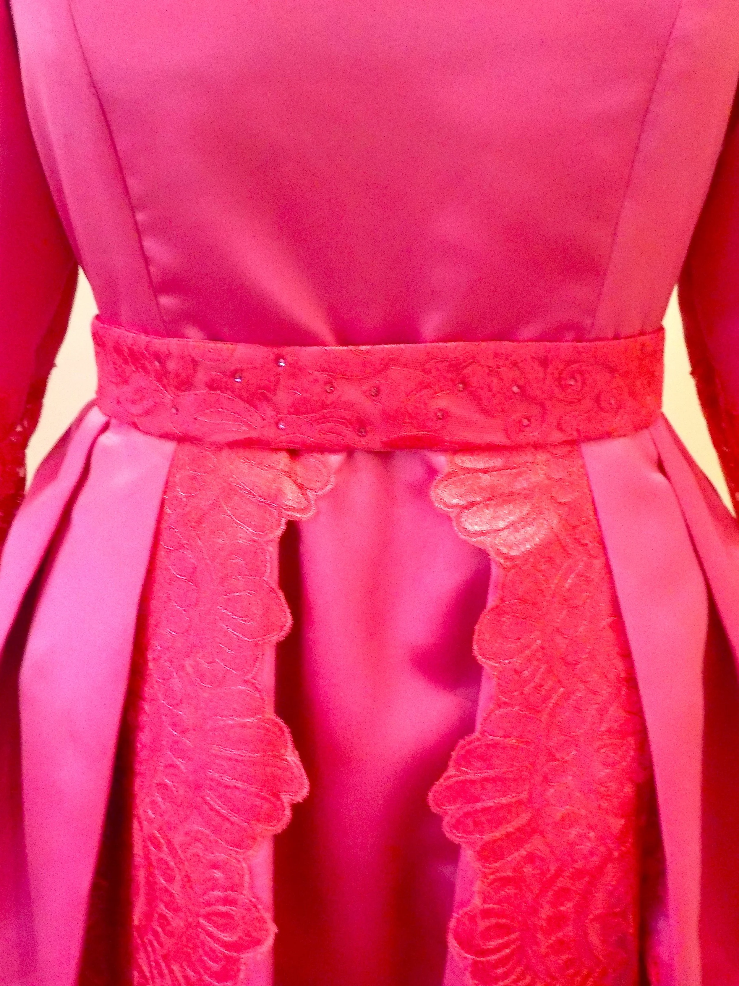 Bespoke satin and lace tailored wedding guest dress by Beatrice Espinosa
