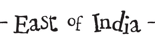 Text reading 'East of India' on a black background.