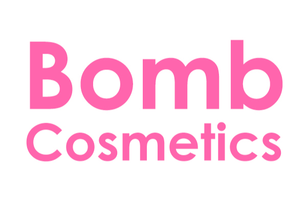 Pink text on white background reads "Bomb Cosmetics".