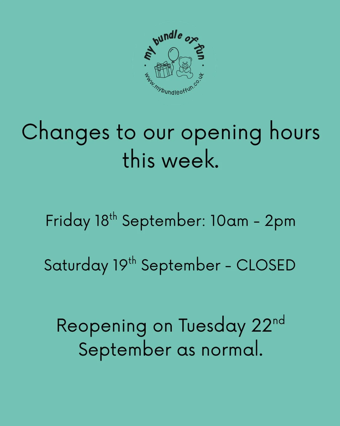 Changes to our opening hours this week 🤍