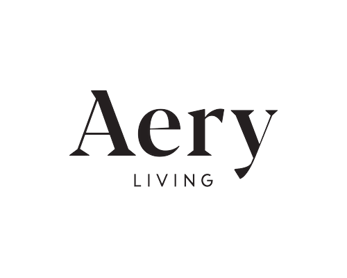 A logo for Aery Living in black text on a white background.