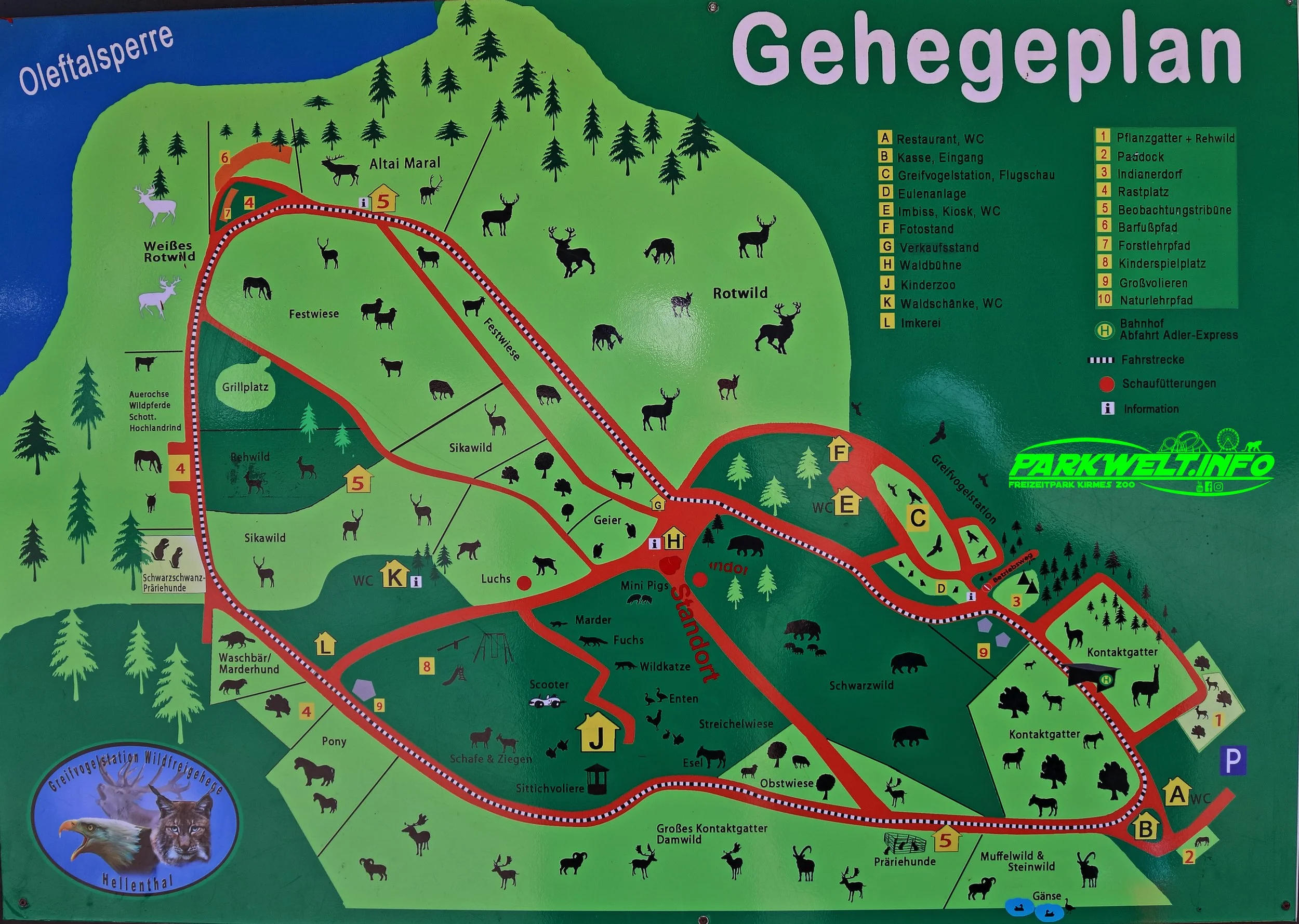 Park Plan- Greifvogelstation &amp; Wildfreigehege Hellenthal