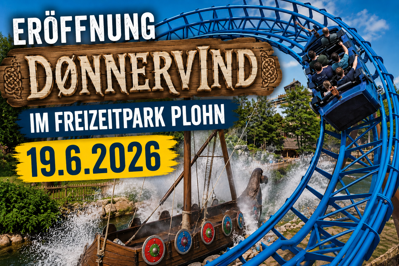 Eröffnung "Dønnervind" im Freizeitpark Plohn am 19.6.2026