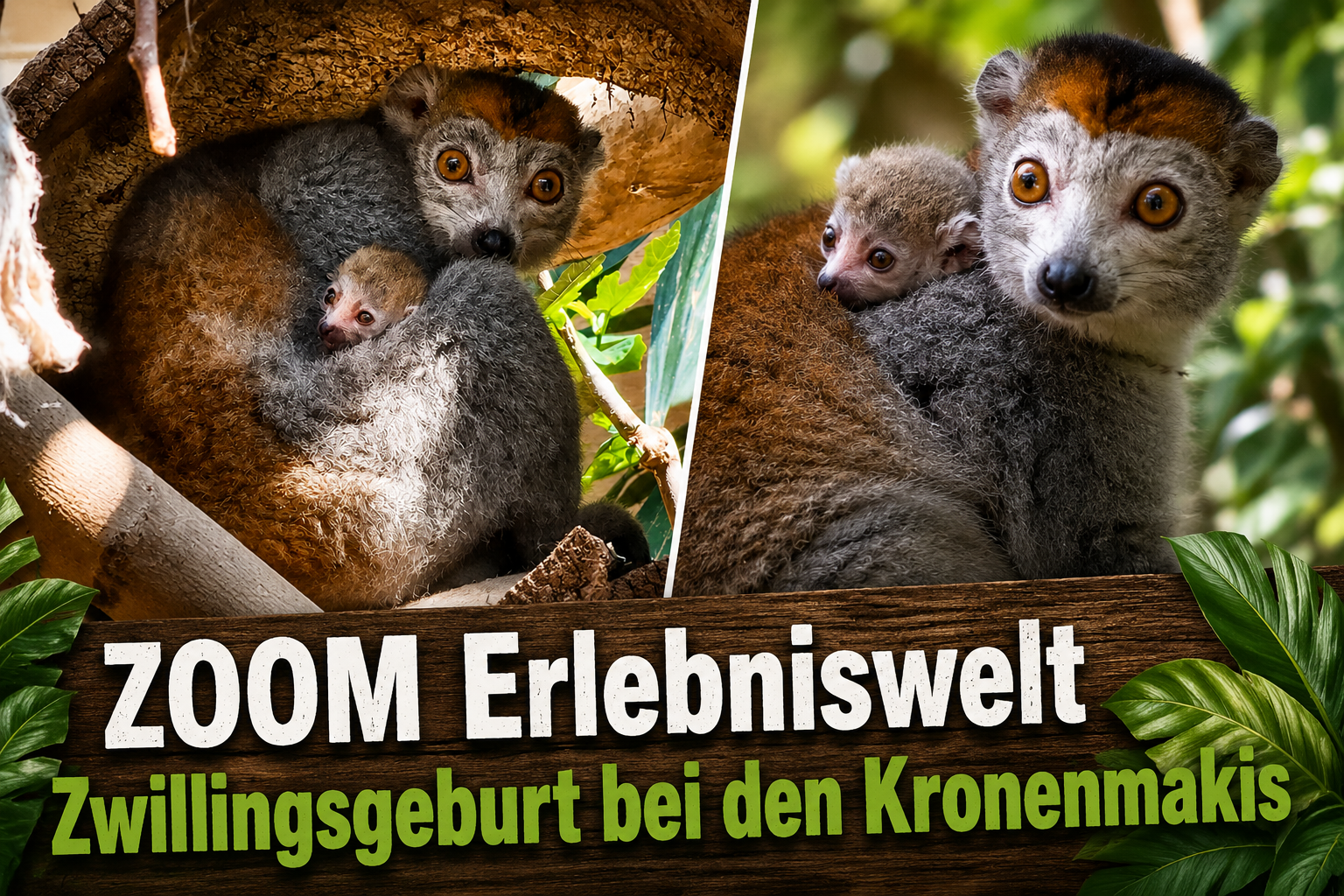 ZOOM Erlebniswelt: Zwillingsgeburt bei den Kronenmakis