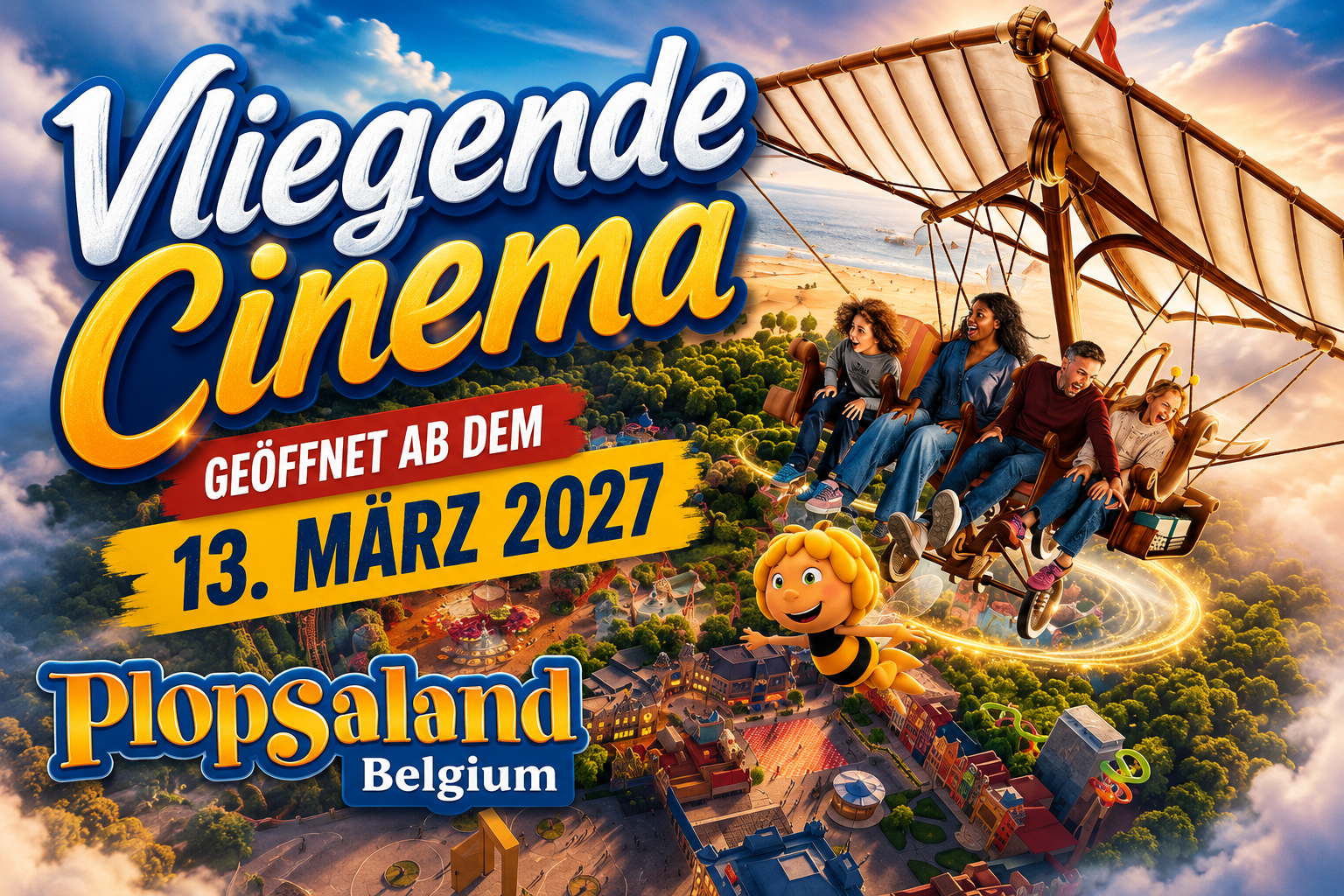 Vliegende Cinema- Eine europäische Premiere im Plopsaland Belgium