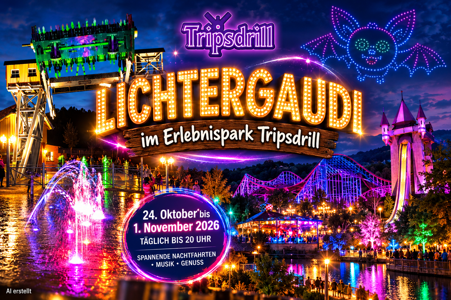 Lichtergaudi NEU im Erlebnispark Tripsdrill