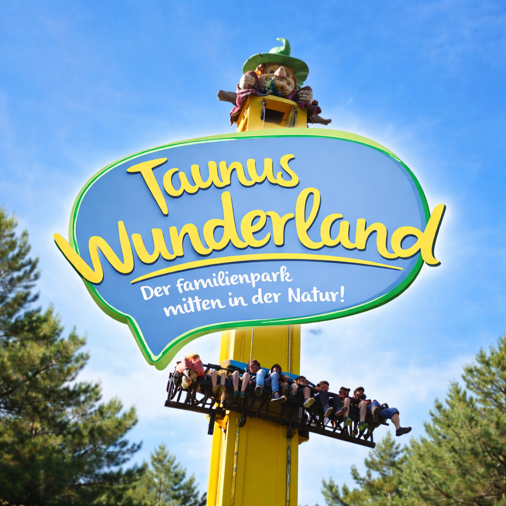 Ein Kinder-Achterbahn bei Taunus Wunderland Taunus Wunderland Schlangenbad Freizeitpark Park Plan Guide Map Parkplan