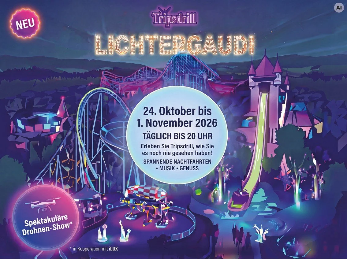 Lichtermeer, Fahrspaß und Drohnen-Show: „Lichtergaudi“ in Tripsdrill
