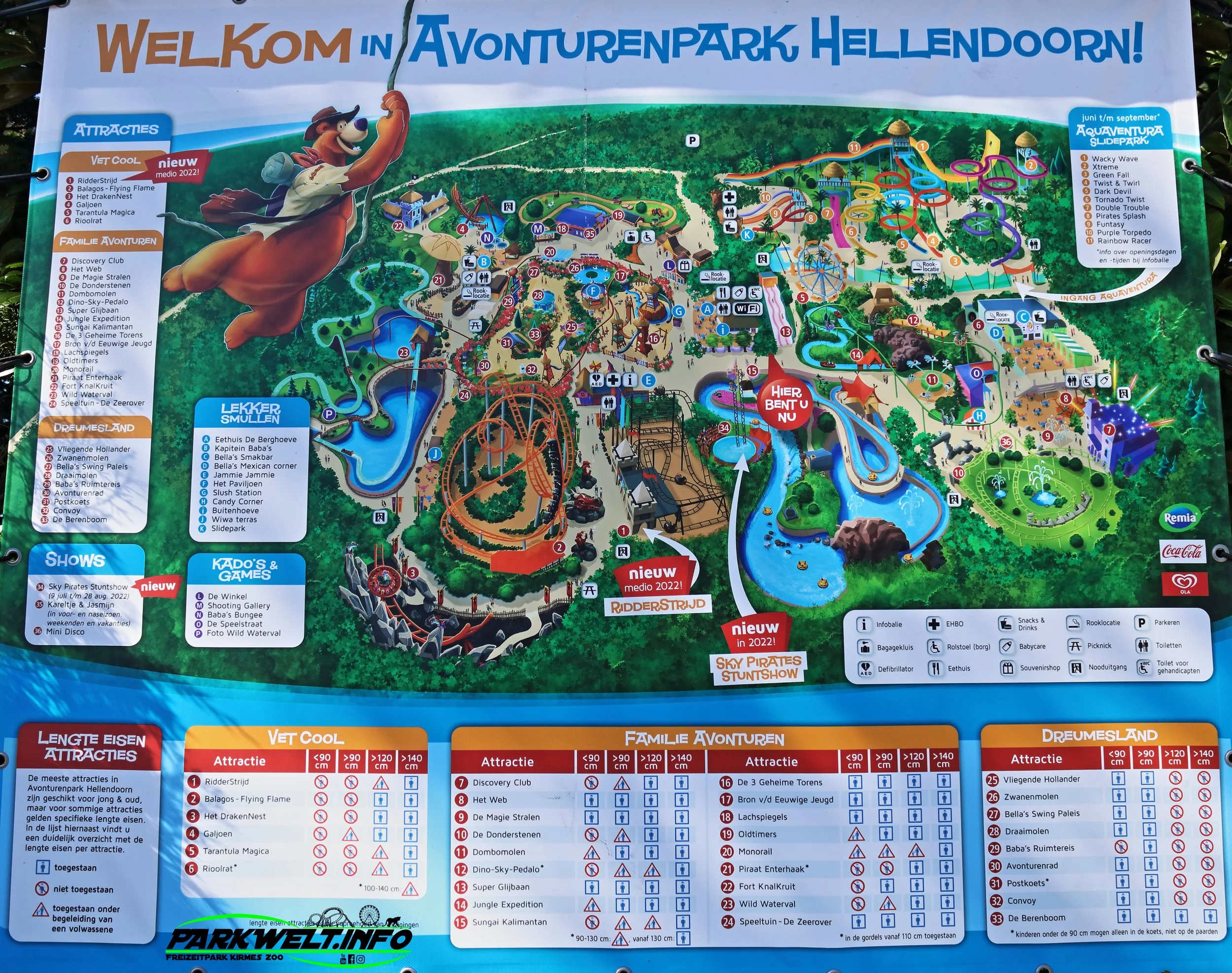Avonturenpark Hellendoorn Freizeitpark Themepark Amusementpark Attractiepark Info Attraktionen Fahrgeschäfte Park Plan Map Guide Achterbahn Coaster Rollercoaster Öffnungszeiten Preise
