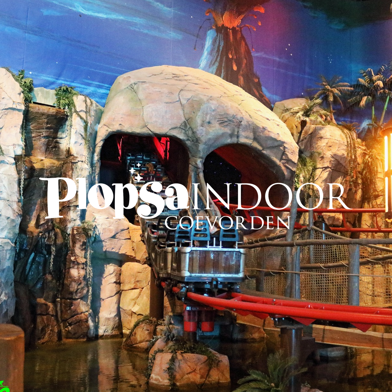 Fahrt auf einer Achterbahn Plopsa Indoor Coevorden Freizeitpark Themepark Niederlande holland Achterbahn Coaster Attraktionen Fahrgeschäft Center Parcs Huttenheugte Park Plan Map Guide Flyer Info Fahrgeschäfte 