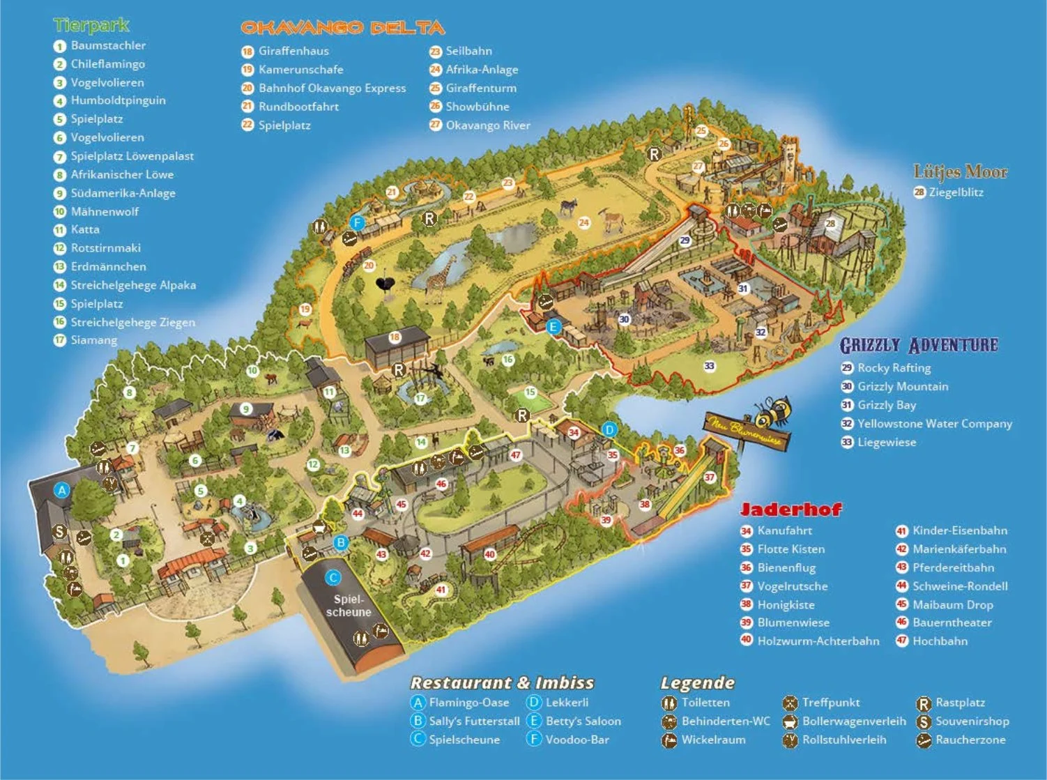 Jaderpark Tierpark Freizeitpark Jade Themepark Achterbahn Wasserbahn Attraktionen Info News Park Plan Map Guide Adresse Fahrgeschäfte Tiere