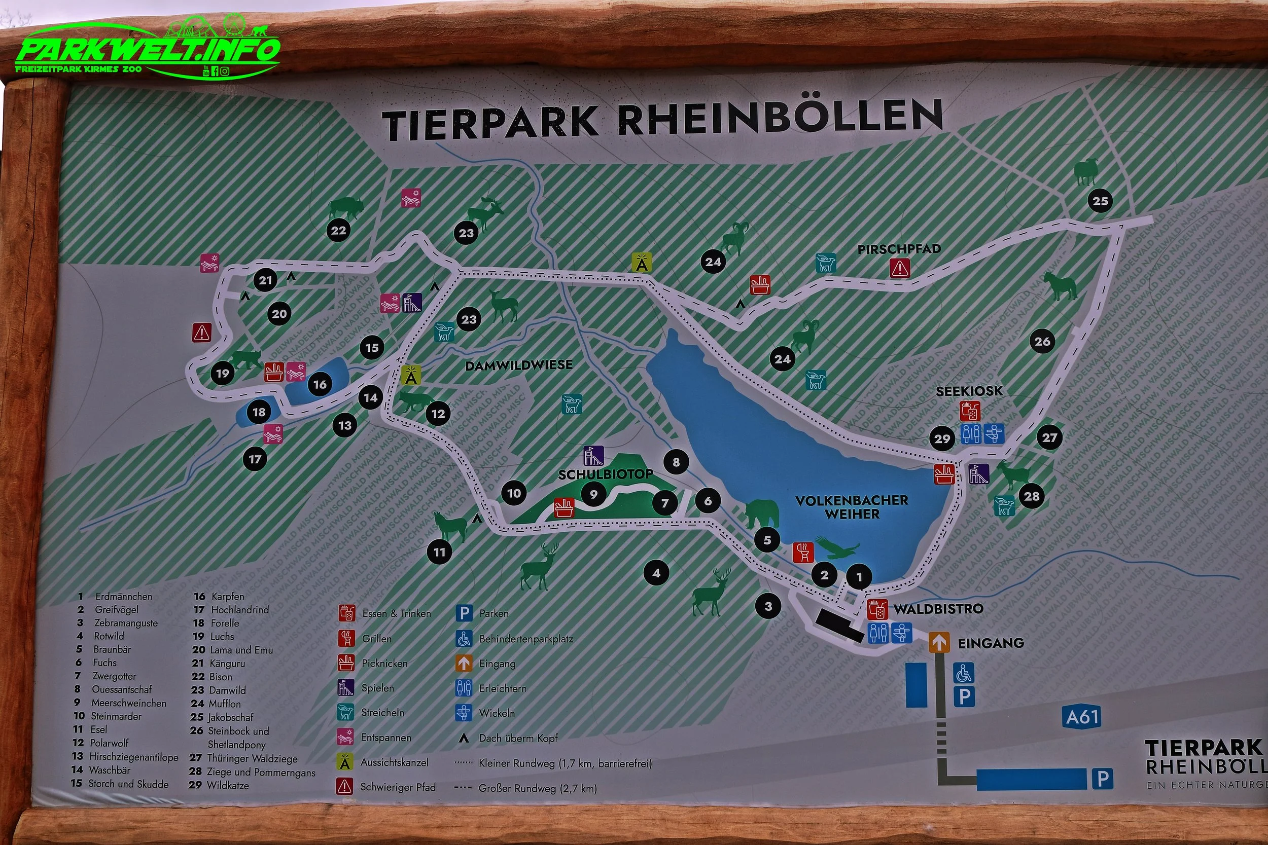 Tierpark Rheinböllen Wildpark Wildtiere Infos Parkplan Park Plan Map Guide Fotos Bilder Hochwildpark Wildtiere Adresse Anfahrt