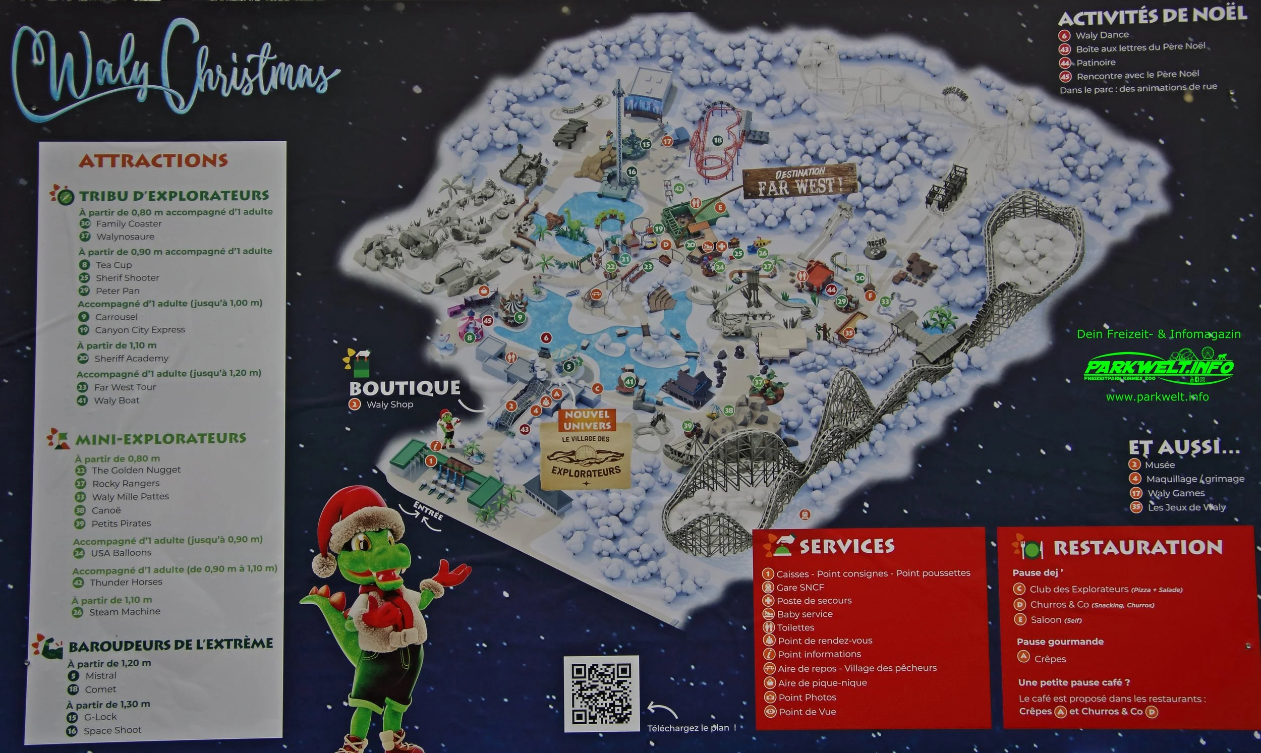 WalyChristmas Waly Christmas Walygator Grand Est Info News Park Plan map guide Attraktionen Farankreich Freizeitpark Themepark Amusementpark