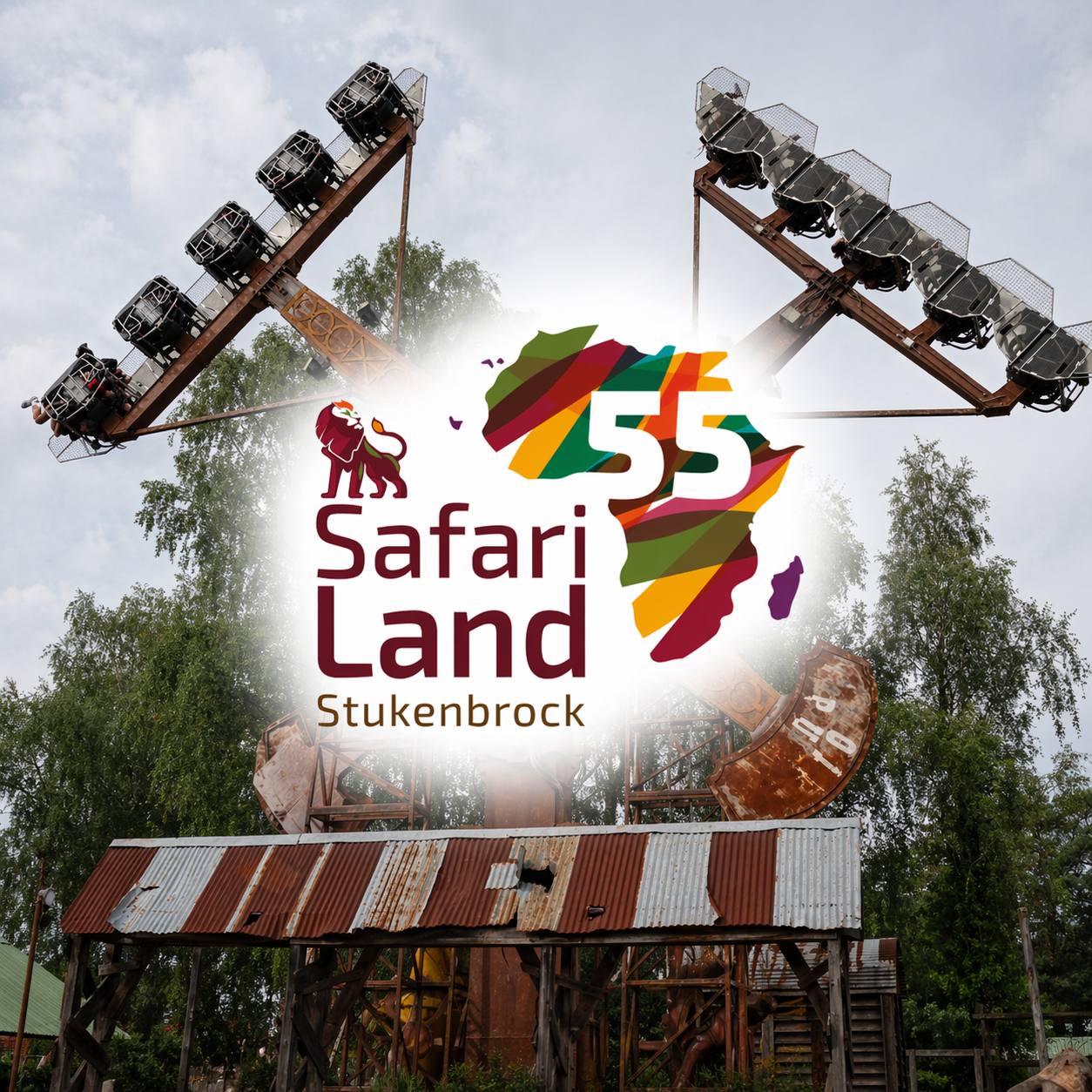 Achterbahn in einem Freizeitpark  Safari Land, Stuckenbrock, Safariland Stukenbrock Freizeitpark Themepark Info News Park Plan Map Guide Achterbahn Attraktionen Adresse Preise