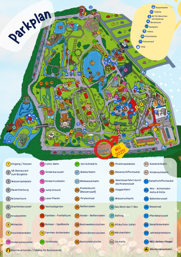 Rasti Land Freizeitpark Themepark Salzhemmendorf Attraktionen Neuheit Map Guide Anfahrt Preise Adresse Park Plan Achterbahn Öffnungszeiten