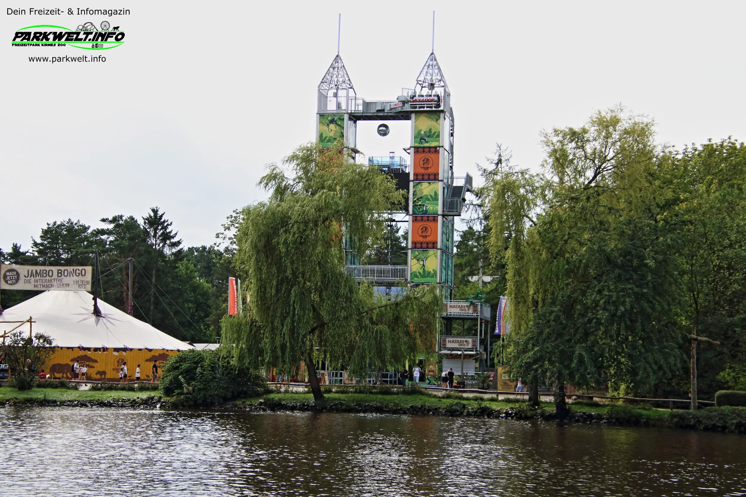 Hatari Towers Funhouse the tower eventcenter Kirmes Serengeti Park Hodenhagen Freizeitpark Themepark Amusementpark Attraktionen Tiere Wildtiere Safari Achterbahn Rollercoaster Coaster Safaripark Info Map Guide Park Plan
