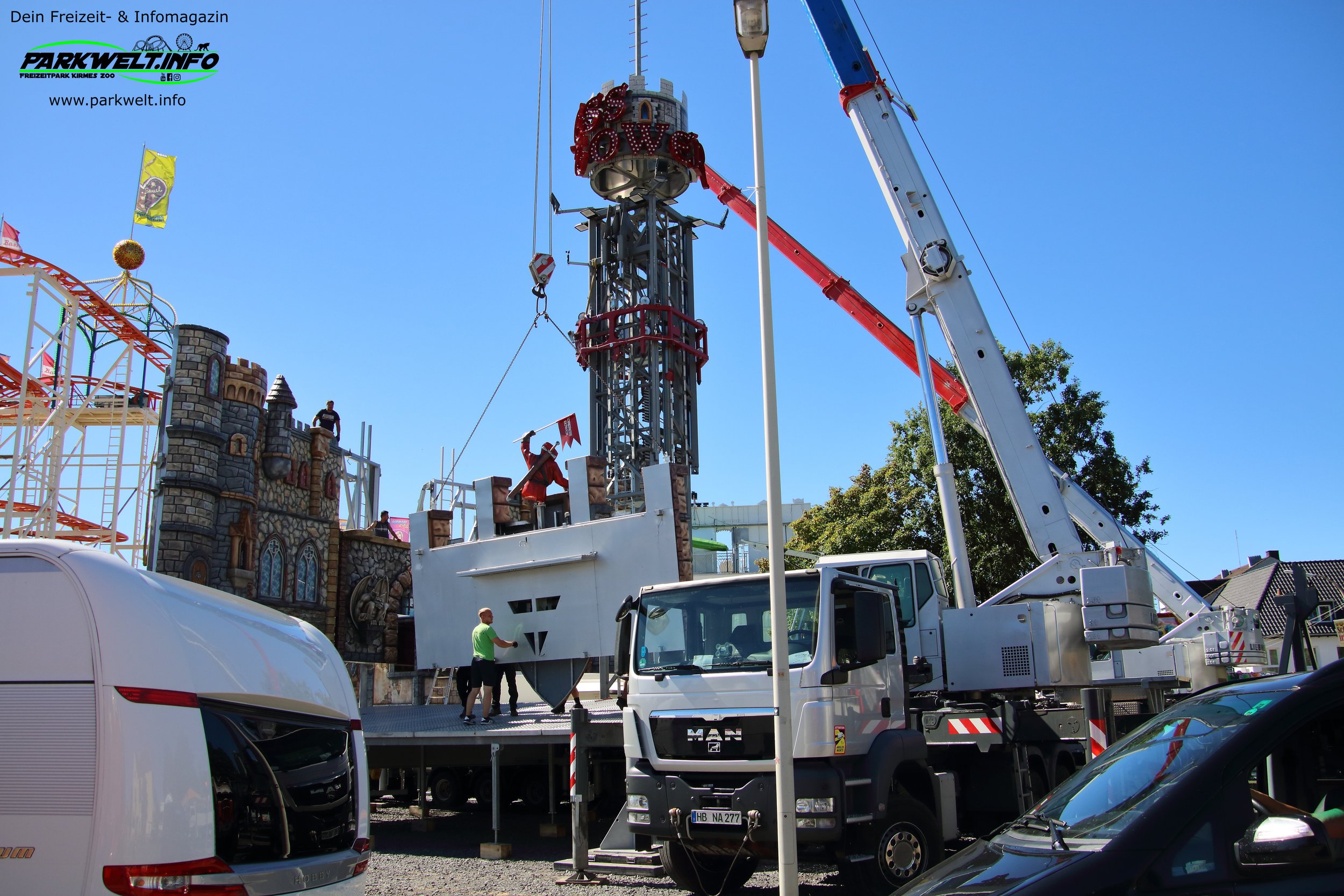 Fortress Tower Alexander Goetzke Freefall Freifall Graviator Eifelpark Kirmes Volksfest Jahrmarkt Schausteller Funtime Spinning Drop Tower Freizeitpark