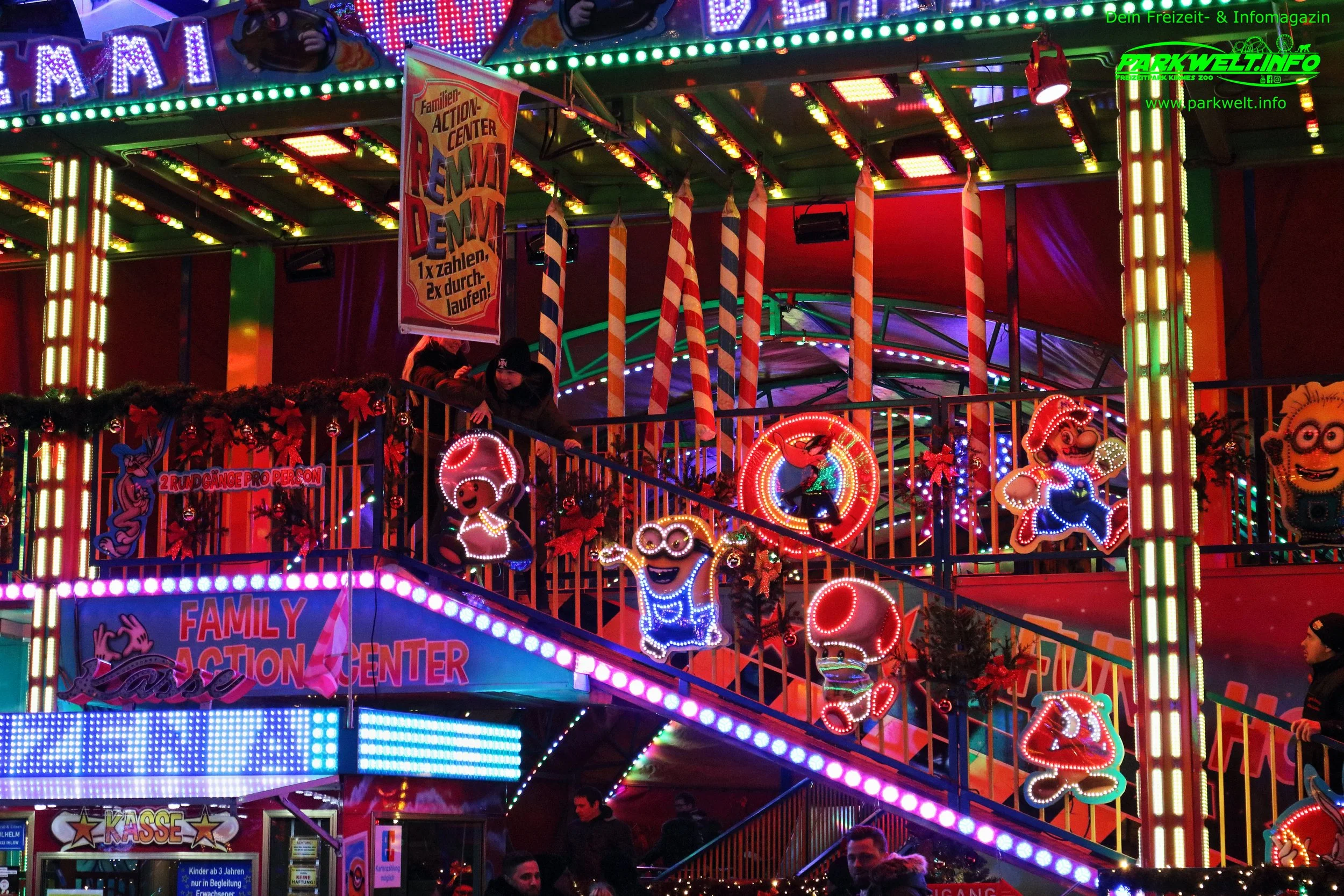 Action Center Remmi Demmi Funhouse Fun House Laufgeschäft Kirmes Volksfest Cakewalk Wilhelm Marcel