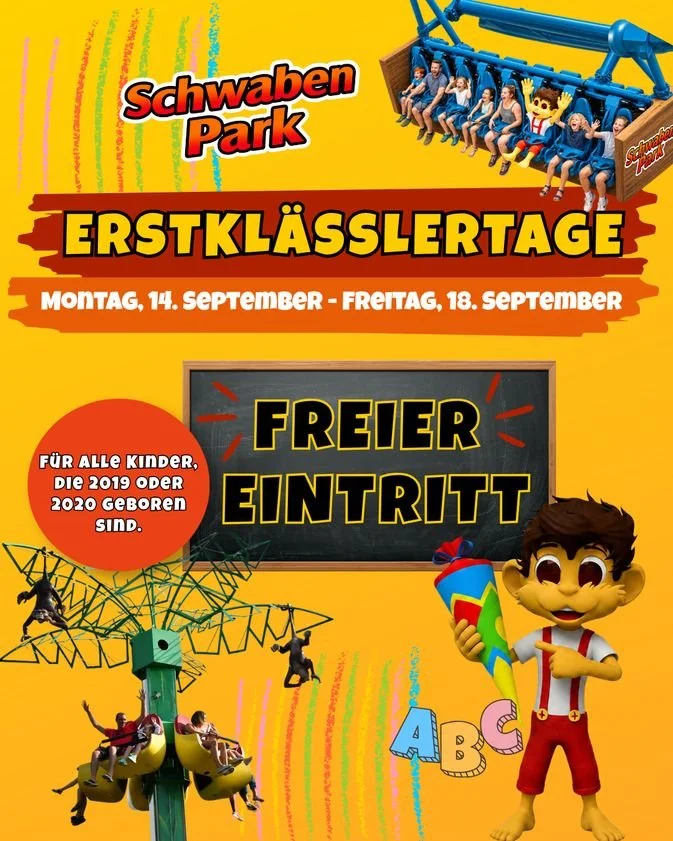 Erstklässlertagen im Schwaben Park vom 14. bis 18. September 2026.