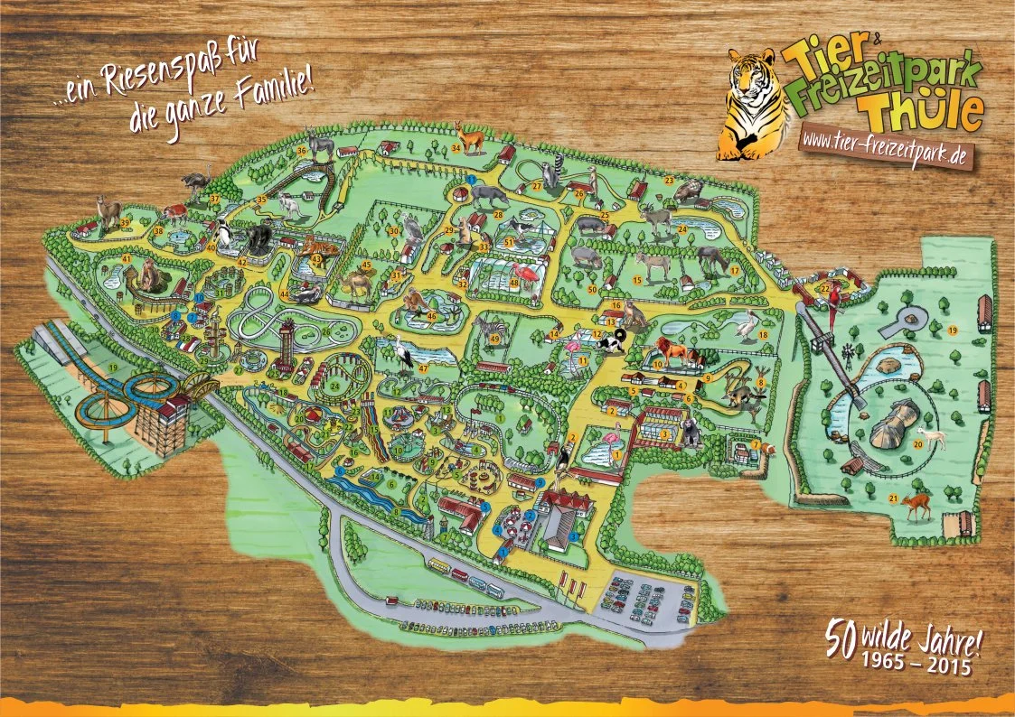 Tier Freizeitpark Thüle Friesoythe Niedersachsen Attraktionen Adresse Map Guide Park Plan Achterbahn Rollercoaster Tiere Fahrgeschäfte Infos