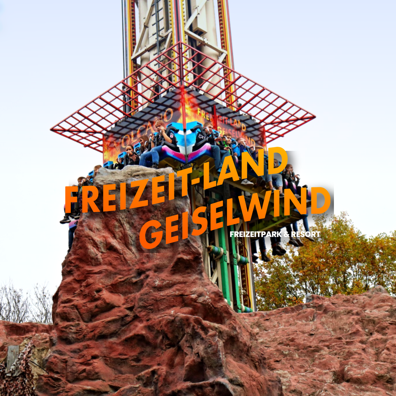 Bild eines aufregenden Achterbahnfahrgeschäfts im Freizeitpark Geiselwind Karussell  Achterbahn Freizeitland Freizeit Land Geiselwind Bayern Mölter Attraktion