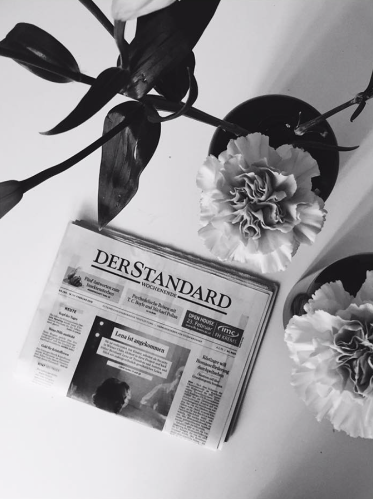 Der Standard mit Blumen in schwarz-weiß, inszeniert vom Studio für Digitales CHCHCH.
