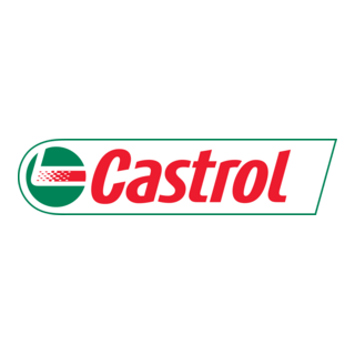 Castrol logo featuring a green and red emblem and the word 'Castrol' in bold red letters.