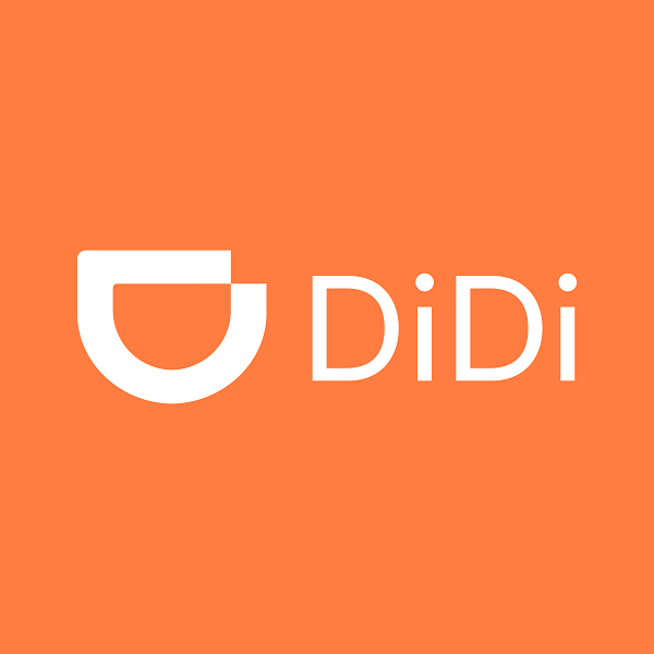 Logo with an abstract U shape and the text 'DiDi' on an orange background.
