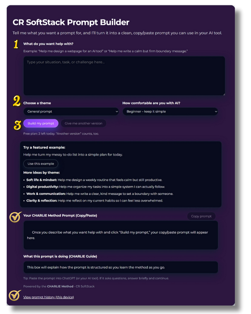 AI Prompt Builder for Beginners (Free Tool) | CR Prompt Builder — CR ...