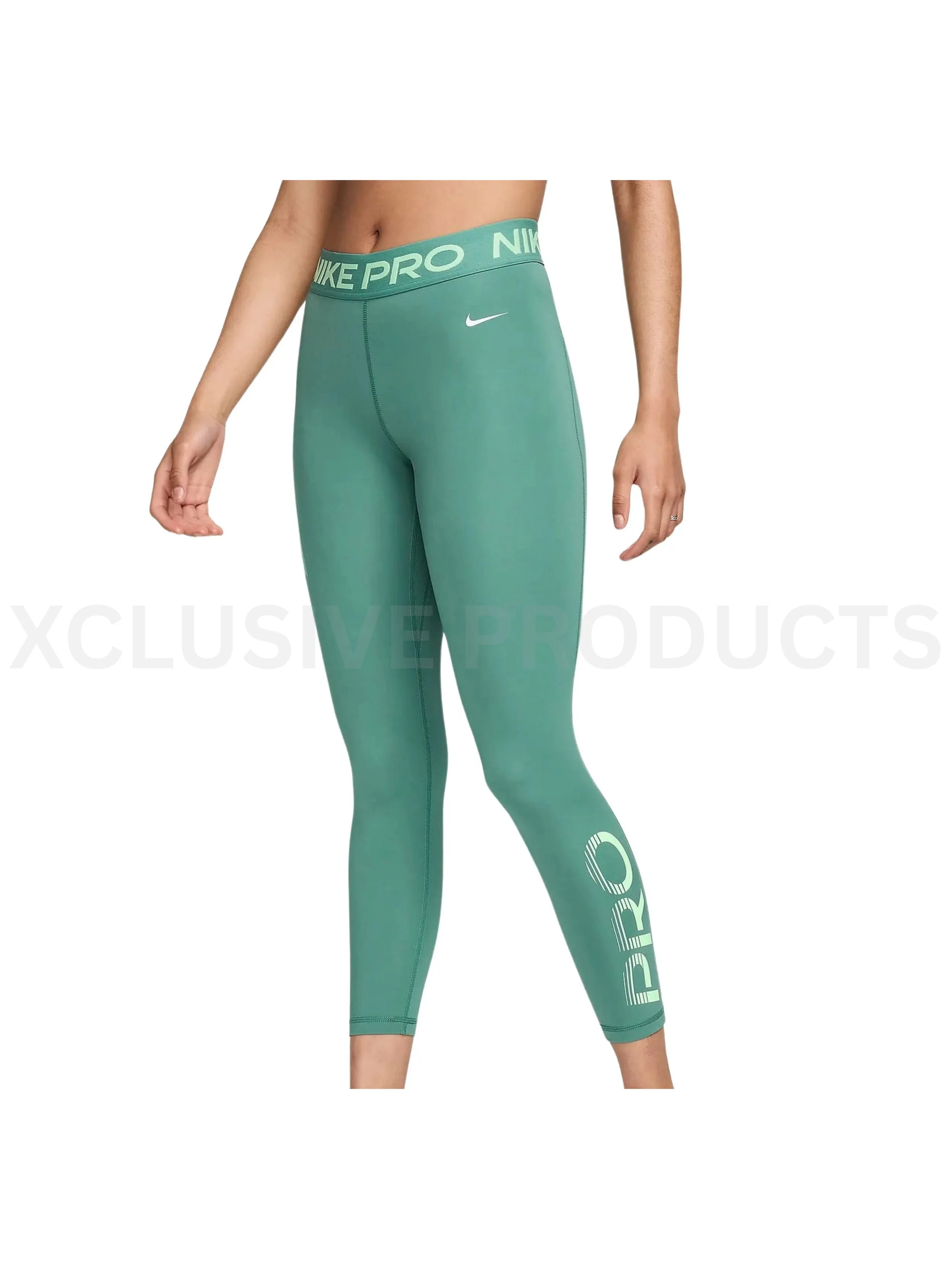 Nike Pro Women Dri-Fit Training Mid Rid Graphic Leggings - Green - Size Medium