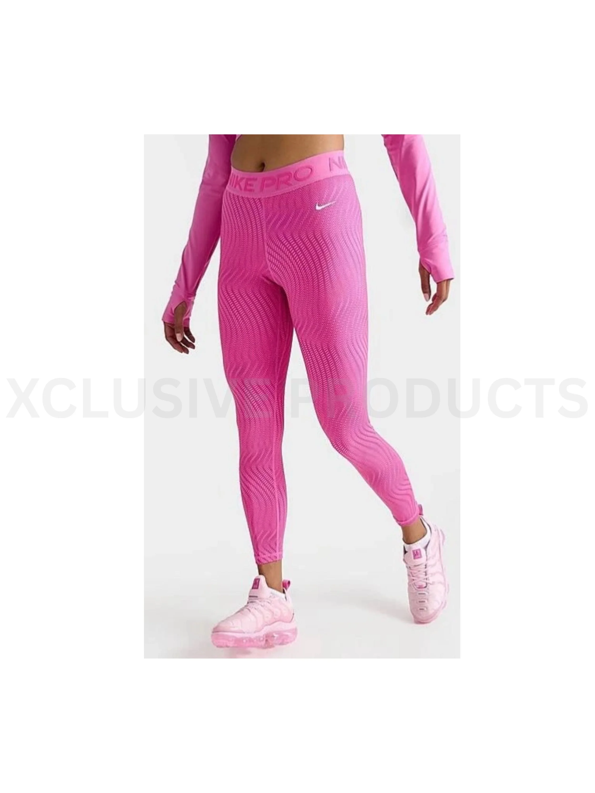 Nike Pro Women Dri-Fit Training Mid Rid Graphic Leggings - Pink - Size Small