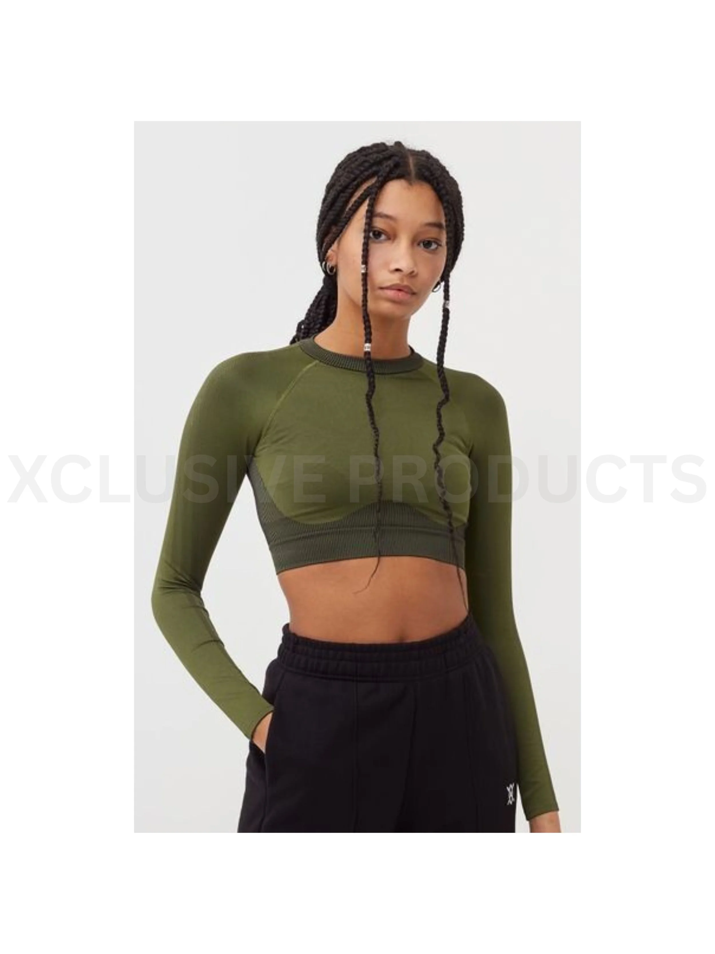 Adidas x Ivy Park Beyonce Khaki Green Crop Top Padded Bust - XS