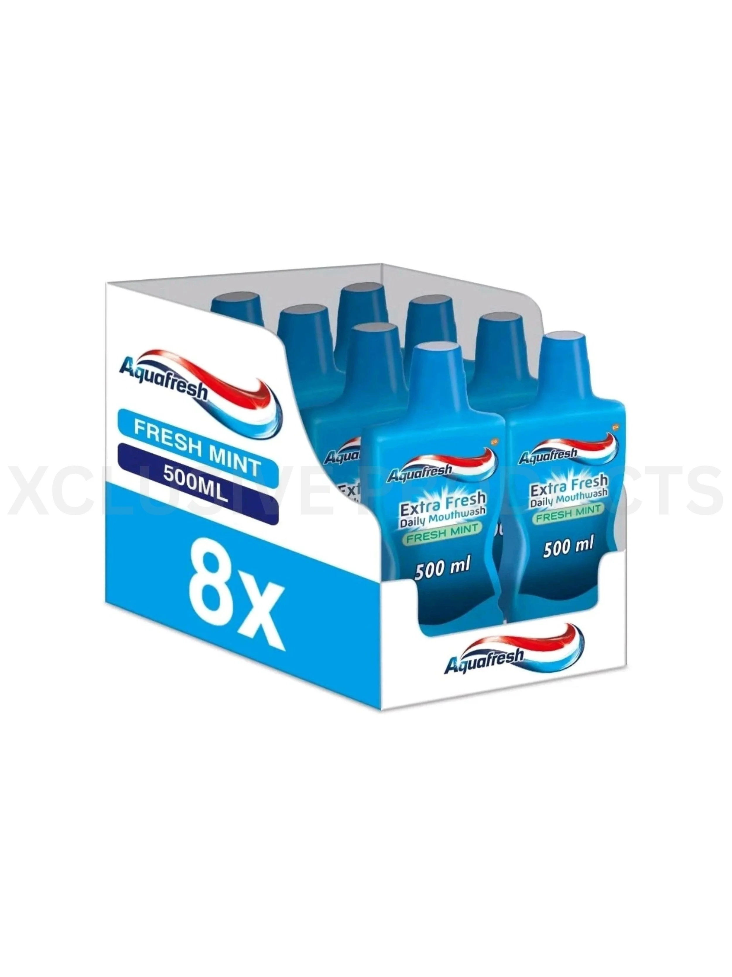 Aquafresh Mouthwash Extra Fresh Daily Mouthwash Fresh Mint 500ml - 8 Pack
