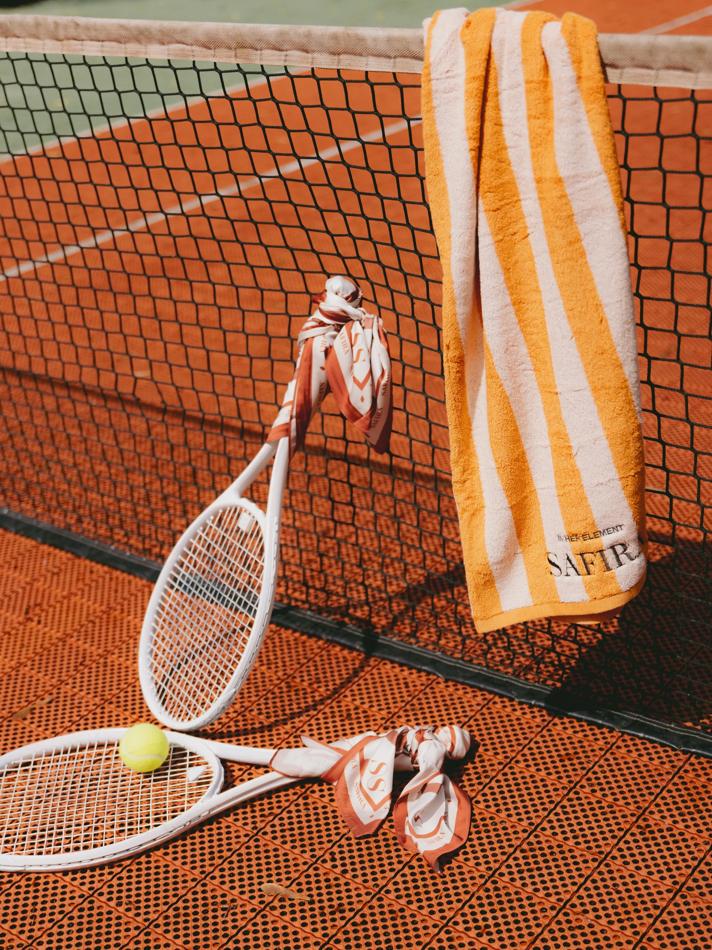 If you need me, I&rsquo;ll be courtside with a matcha. 🏸🧡🍵 #safiracollection #collectionlaunch