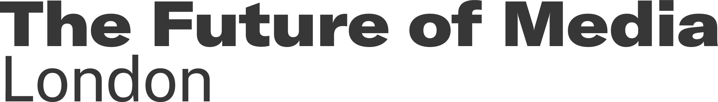 Text that reads "The Future of Media London" in large black font on a transparent background.