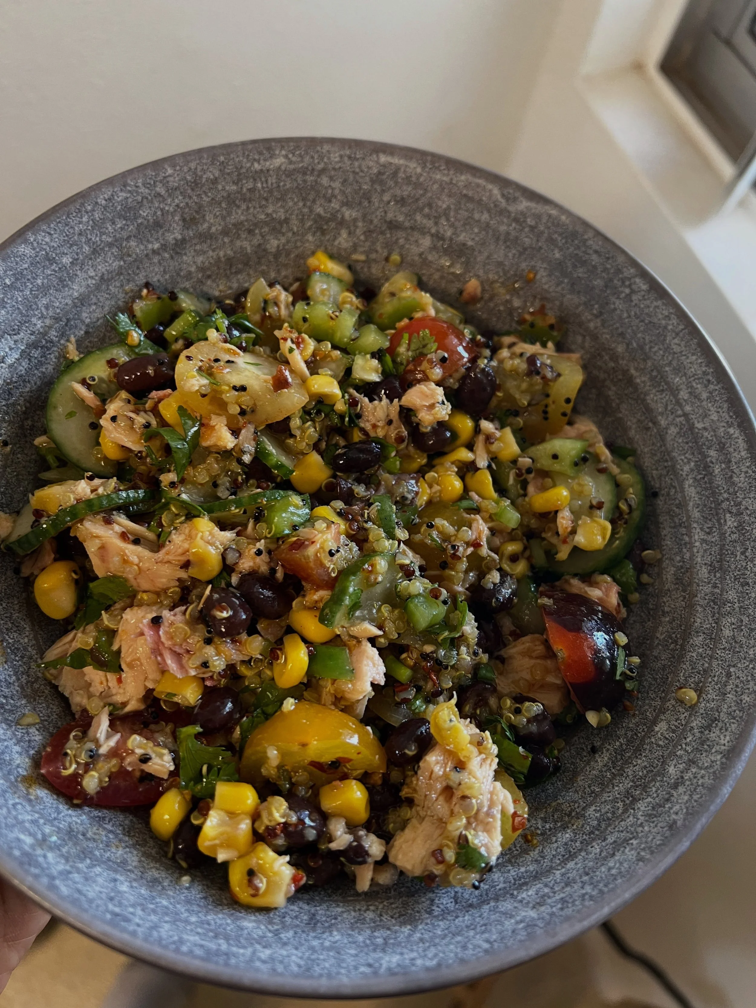 One of the biggest things that helps me stay consistent with balanced eating is keeping low-effort meals stocked in my fridge!

Lately it&rsquo;s been this refreshing Southwest quinoa salad with a lime dressing on the side to keep everything crisp an
