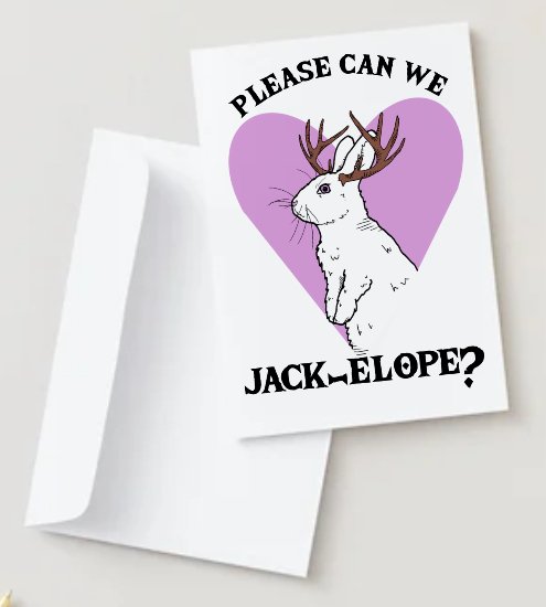 ‘Jack-elope’ Jackalope Valentine’s Card