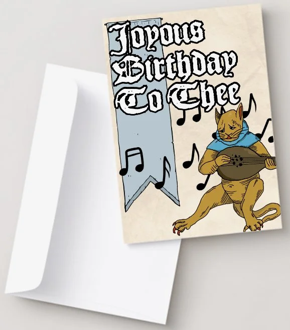 Medieval Cat Birthday Card