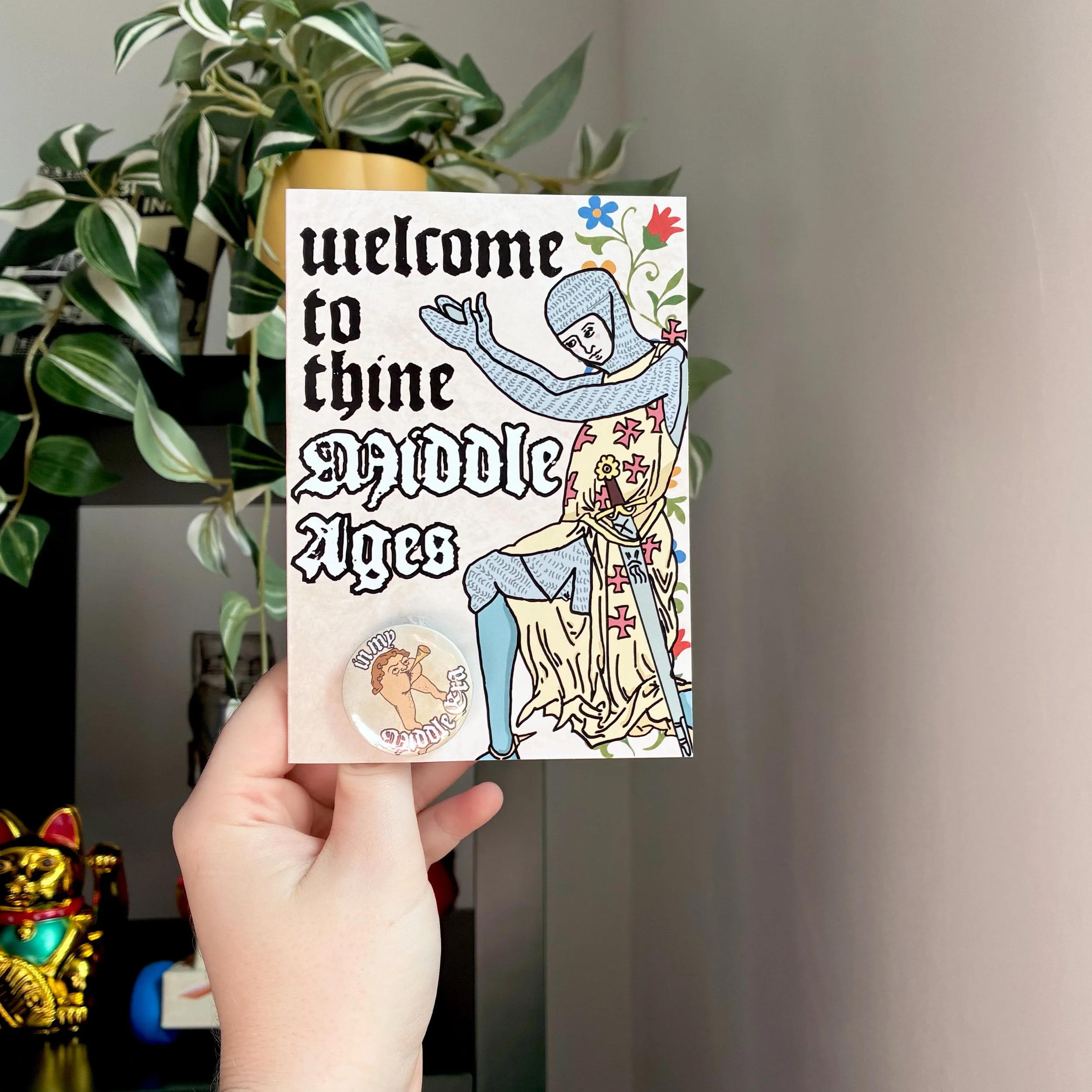 Middle Ages Birthday Card w/ Badge