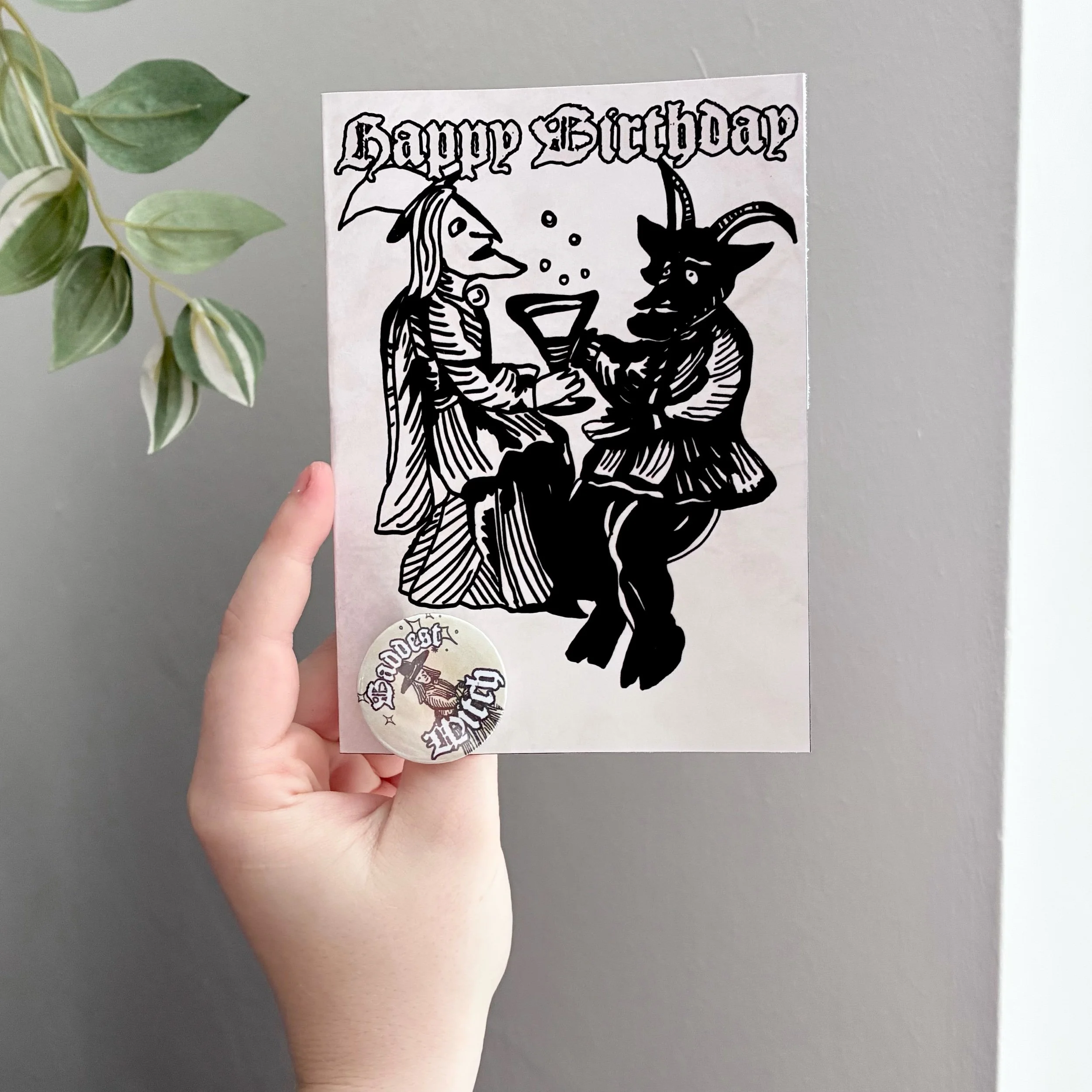 Baddest Witch Birthday Card w/ Badge