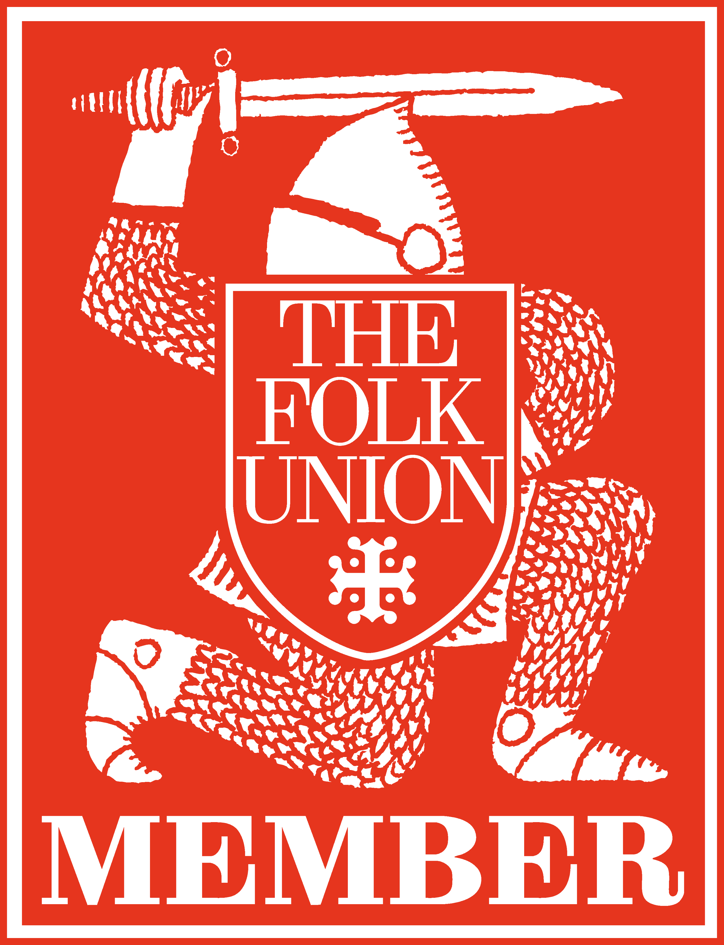 A logo of a knight with a shield, 'The Folk Union Member' written on it.